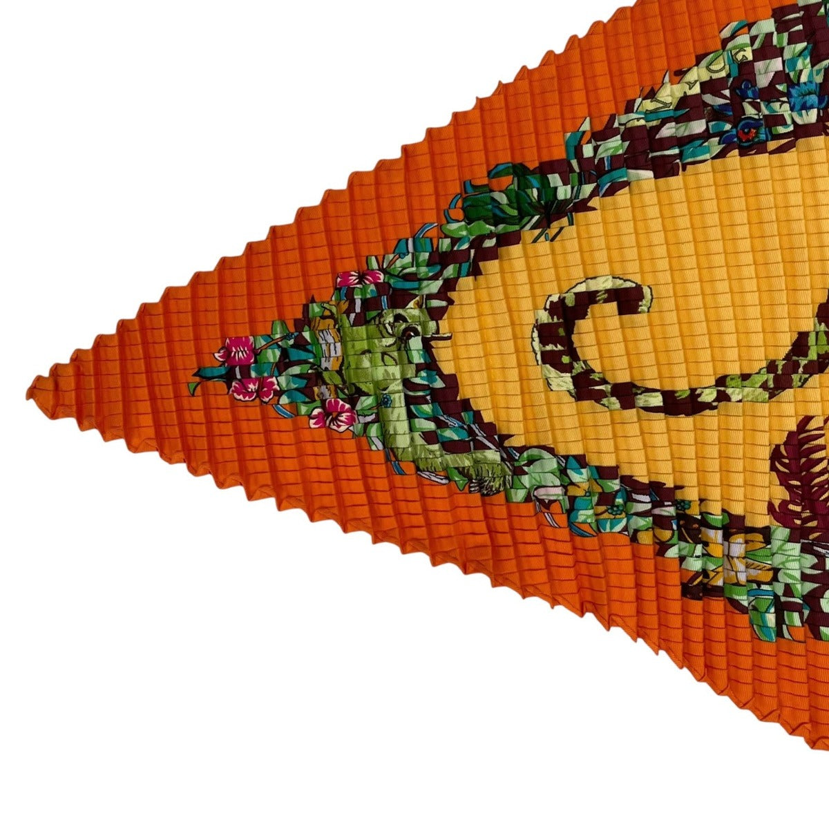 Hermes Scarf Pleats Silk Dip Dye Jungle Love Orange — view 2