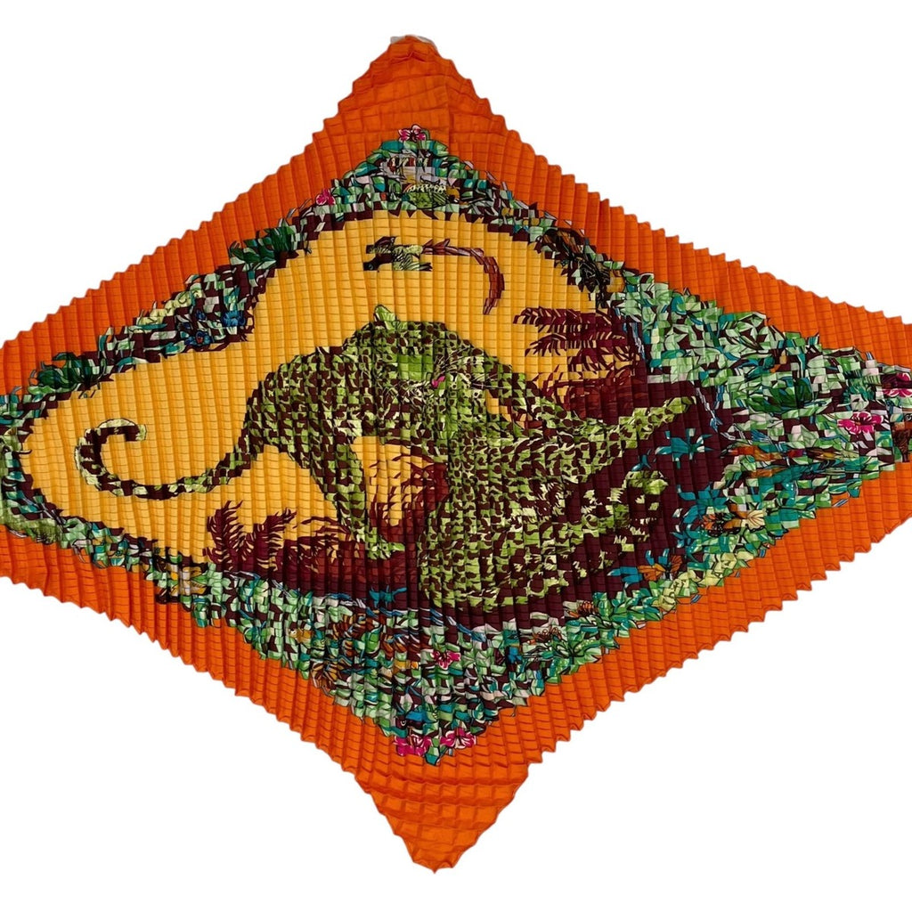 Hermes Scarf Pleats Silk Dip Dye Jungle Love Orange — view 3