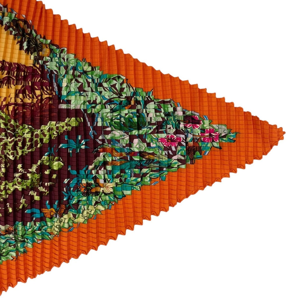 Hermes Scarf Pleats Silk Dip Dye Jungle Love Orange — view 4