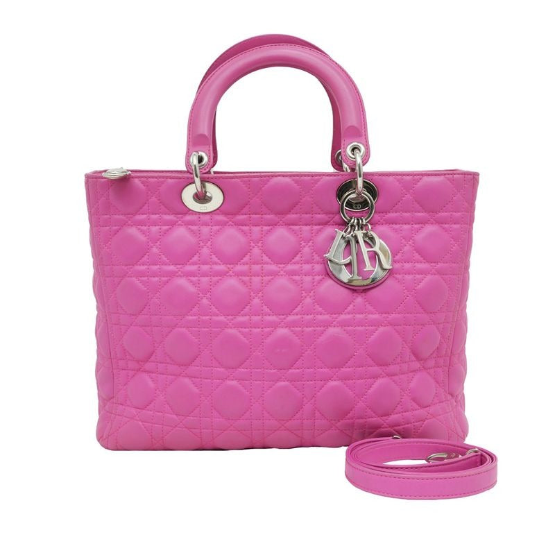 Christian Dior Lady Handbag Large Pink Lambskin