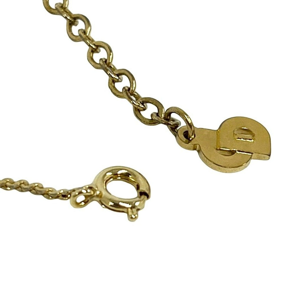 Dior CD Logo Motif Rhinestone Necklace Pendant Gold — view 4
