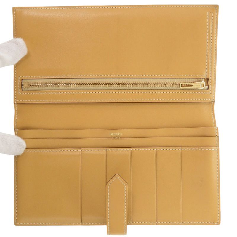 Hermes Bearn Souffle Vota Delacto Paille Gold Hardware Engraved A Long — view 4