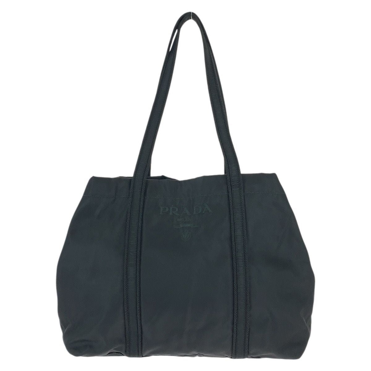 Prada Tessuto Black Silver Nylon Shoulder Bag Tote