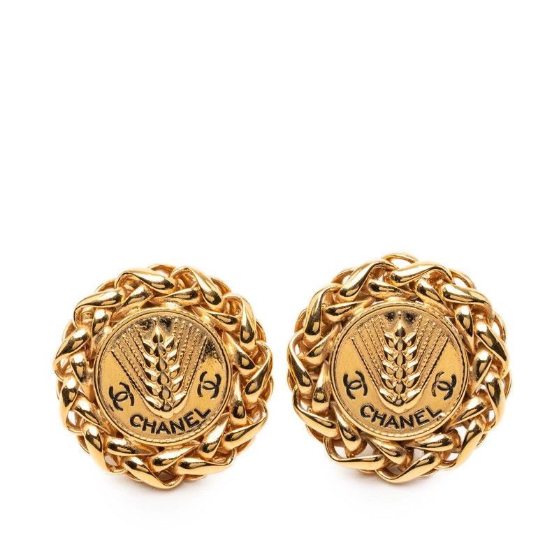 Chanel Mugi Inaho CC Logo Earrings Gold Plated