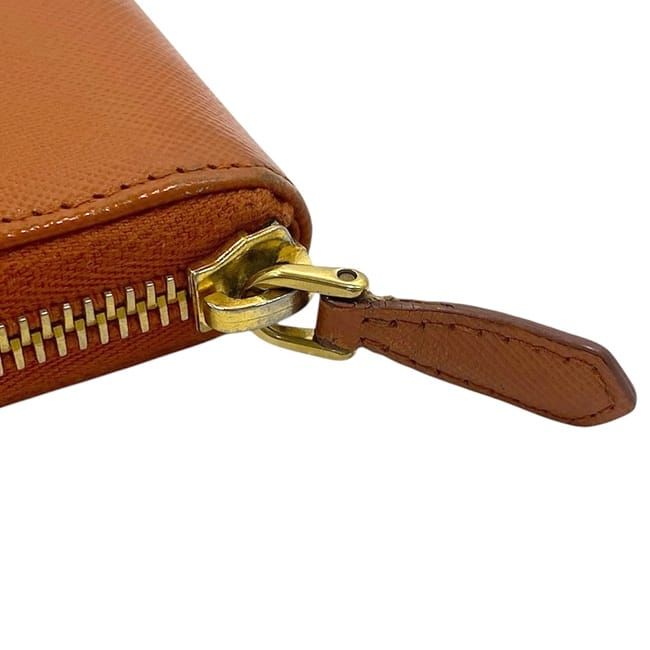 Prada Round Zipper Long Wallet Orange 1 Ml506 Saffiano — view 7