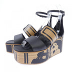 Hermes Charis Bride de Gala Cadri Tattoo Sandals Black Beige — view 3