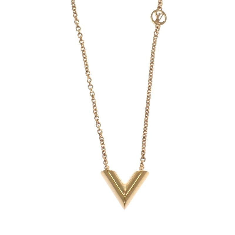 Louis Vuitton Essential V Necklace Metal Gold Logo Classic AB — view 2