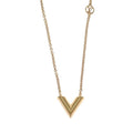 Louis Vuitton Essential V Necklace Metal Gold Logo Classic AB
