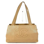 Chanel Shoulder Bag CC Logo Caviar Leather Beige