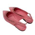Hermes Flat Shoes Suede Pink Ring Back Rhinestone — view 4