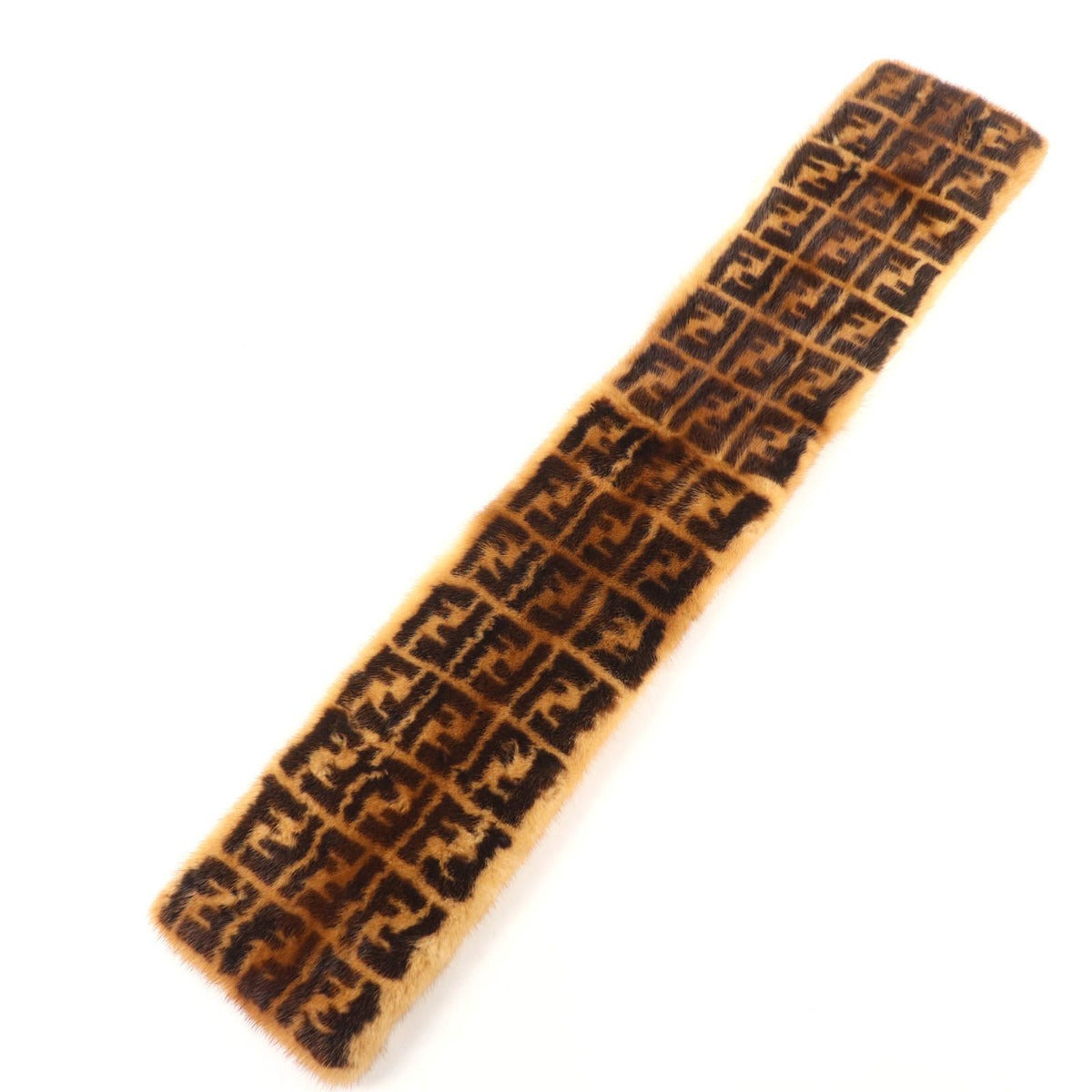 Fendi FF Logo Zucca Pattern Charm Mink Tippet Shawl Brown — view 5