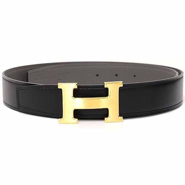 Hermes Belt Buckle H & Leather 32 Box Calf 135 Vaux Togo Black Ethane — view 2