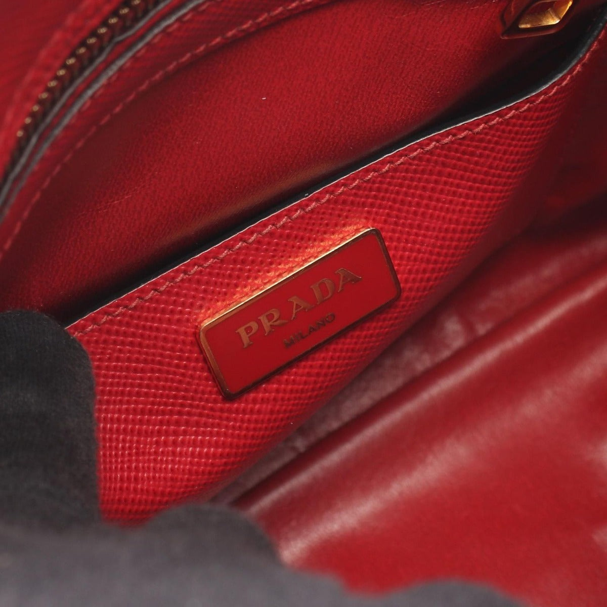 Prada Handbag Saffiano Cuir Red Leather 2-Way — view 4