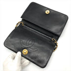 Chanel CC Logo Push Lock Mini Quilted Lambskin Chain Shoulder Bag Black — view 6