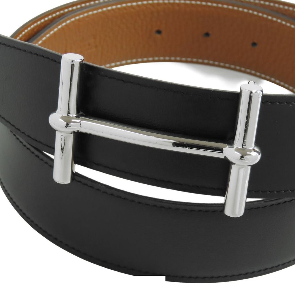 Hermes H D'ancre Black Gold Silver Box Calf Togo Reversible 80 Belt — view 2