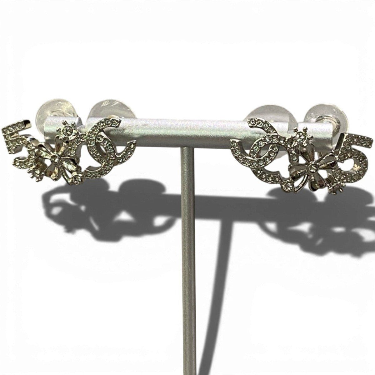 Chanel C4 No5 CC Logo Rhinestone Earrings — view 2