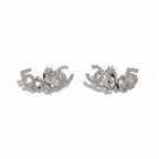 Chanel C4 No5 CC Logo Rhinestone Earrings