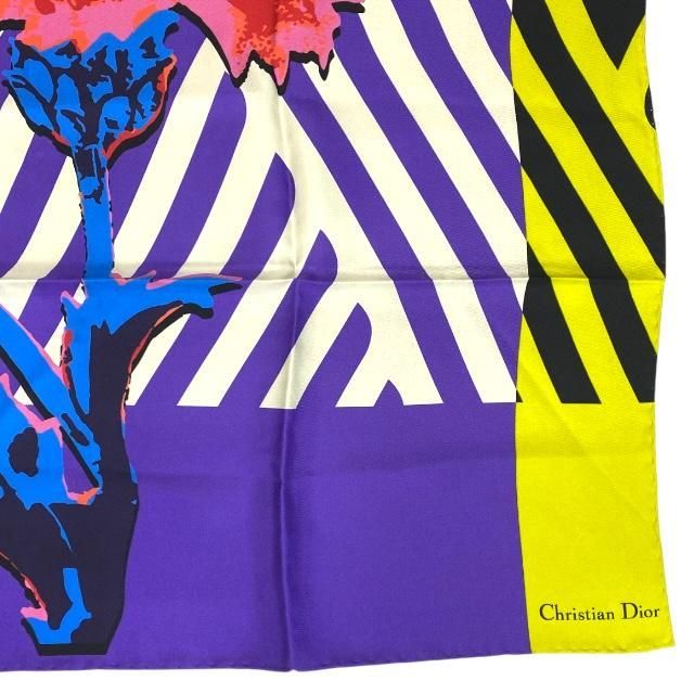 Christian Dior Small Accessories Scarf Large Size D-flower Pop Flower Logo Silk — view 3