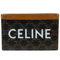 Celine Card Case Pass Compact Triomphe Logo Leather Brown