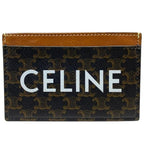 Celine Card Case Pass Compact Triomphe Logo Leather Brown