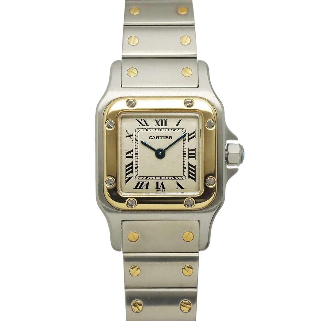Cartier Santos Galbee SM Combination Watch Ivory 18k Yellow Gold Quartz