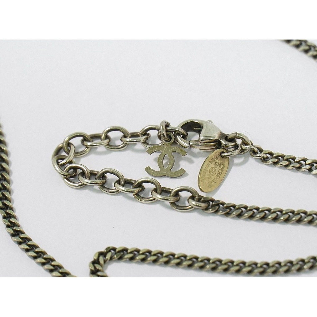 Chanel CC Logo Reversible Necklace Pendant Metal Silver Black White — view 3