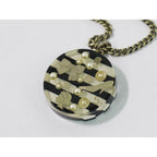 Chanel CC Logo Reversible Necklace Pendant Metal Silver Black White — view 4