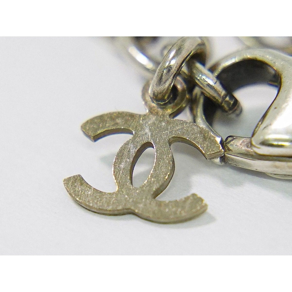 Chanel CC Logo Reversible Necklace Pendant Metal Silver Black White — view 6