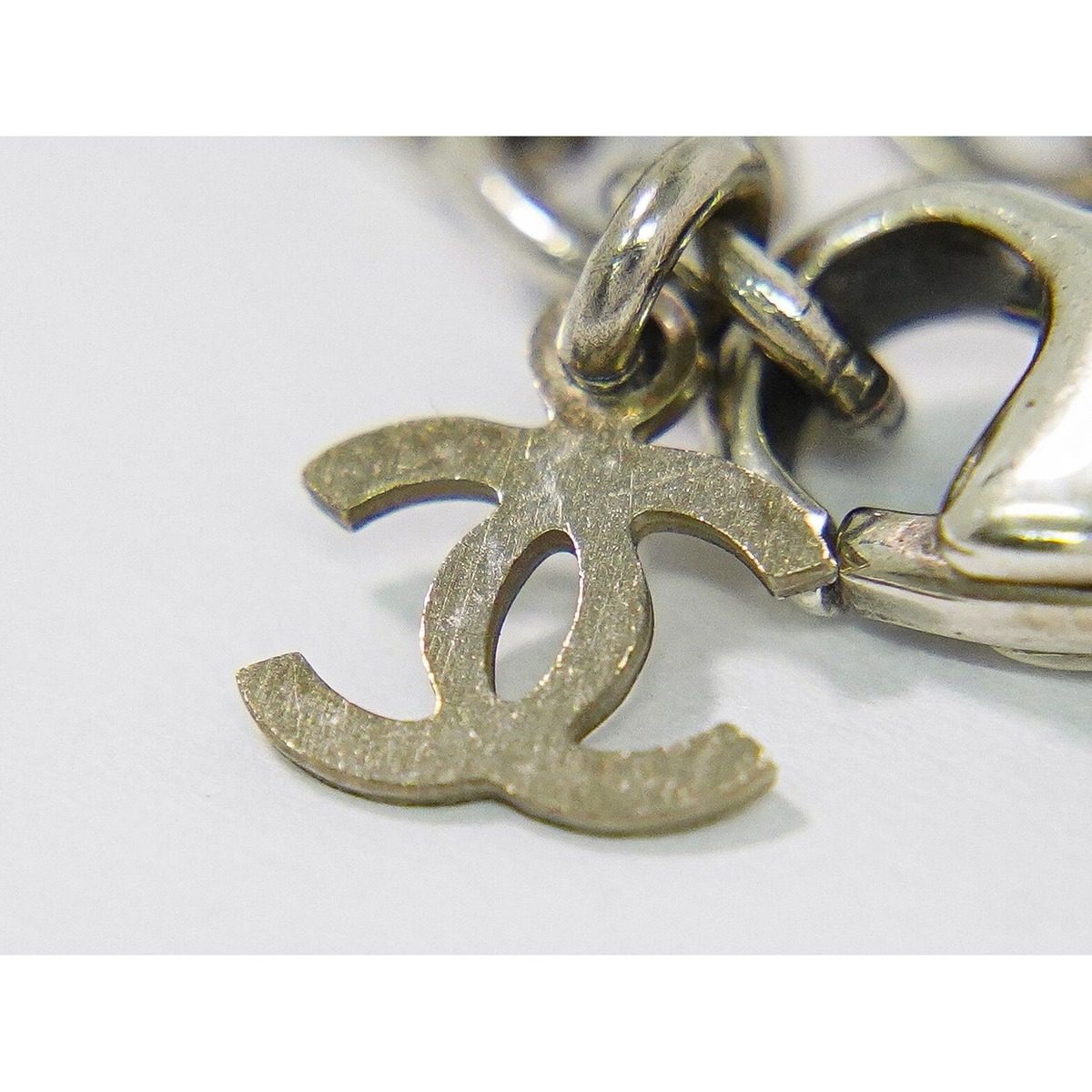 Chanel CC Logo Reversible Necklace Pendant Metal Silver Black White — view 6