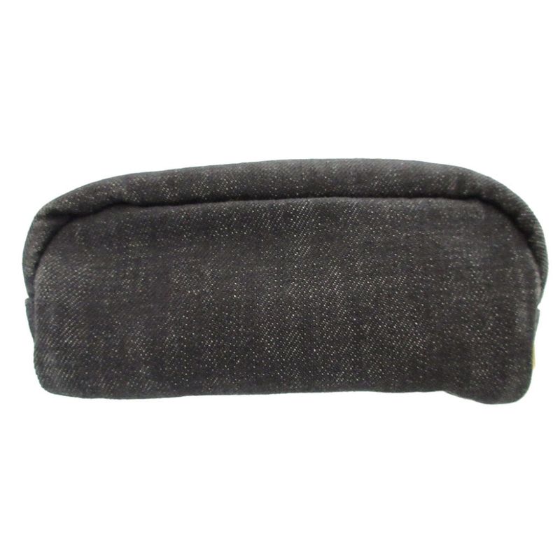 Prada Triangle Plate Denim Black Pouch 0484 — view 2