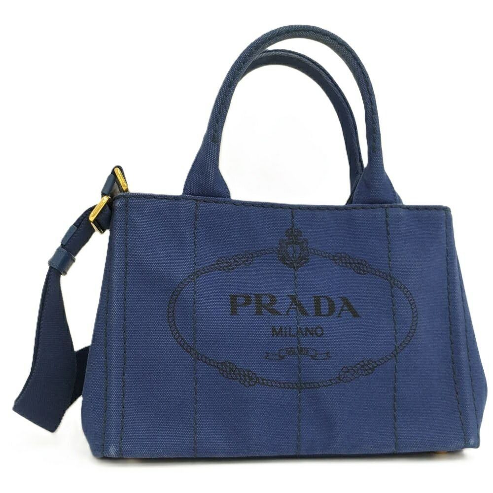 Prada Canapa Tote 2-Way Canvas Blue