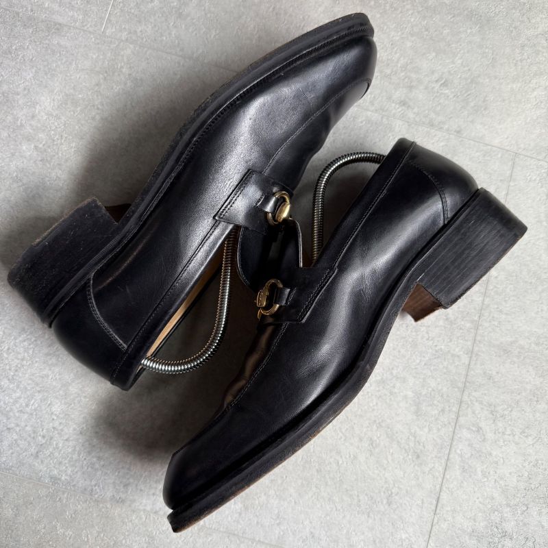 Gucci Horsebit Loafer Square Toe Black Gold Hardware 41 E — view 5
