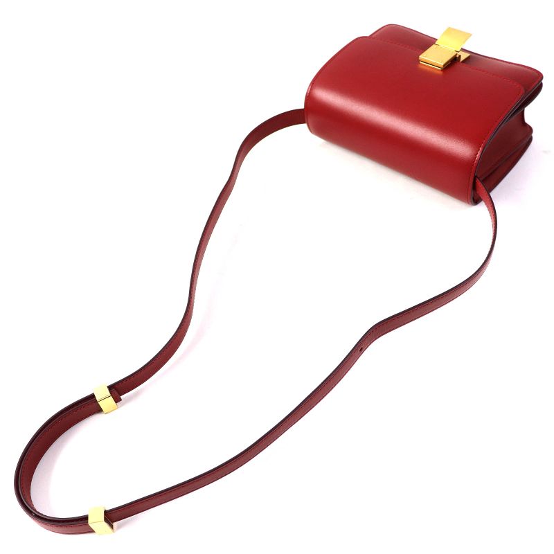 Celine dls Classic Box Small Leather Shoulder Bag Red — view 5