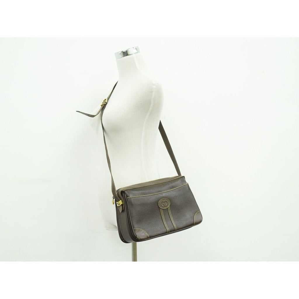 Gucci Vintage Shoulder Bag Pochette Leather Brown — view 6
