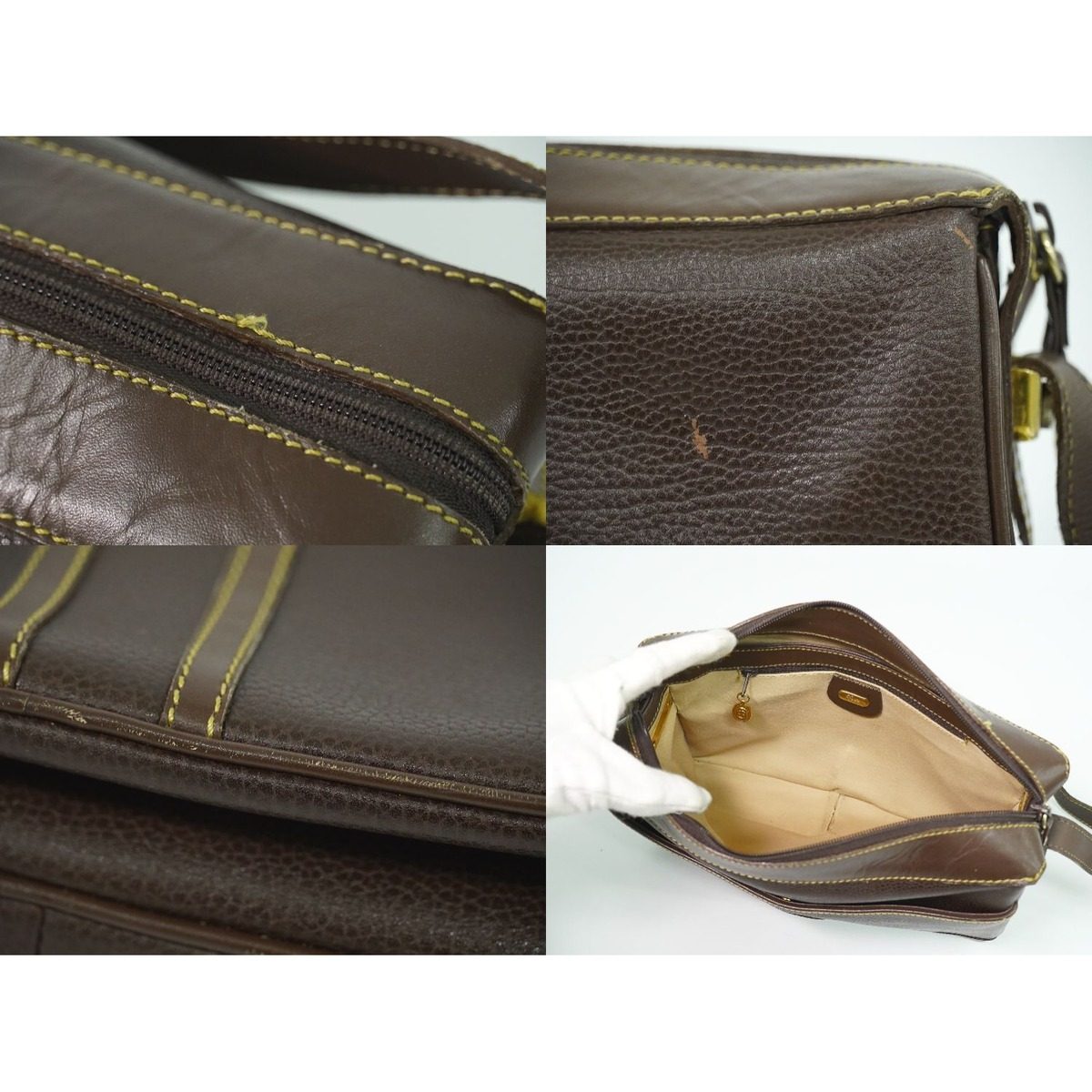 Gucci Vintage Shoulder Bag Pochette Leather Brown — view 8