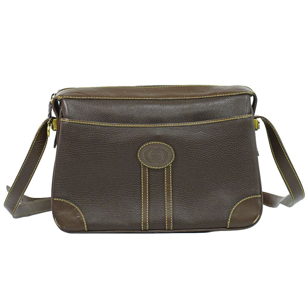 Gucci Vintage Shoulder Bag Pochette Leather Brown