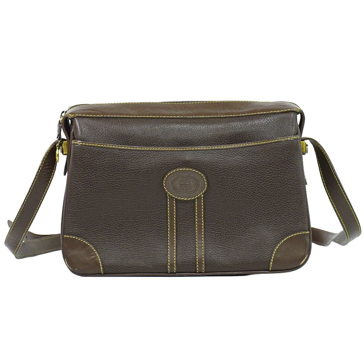 Gucci Vintage Shoulder Bag Pochette Leather Brown