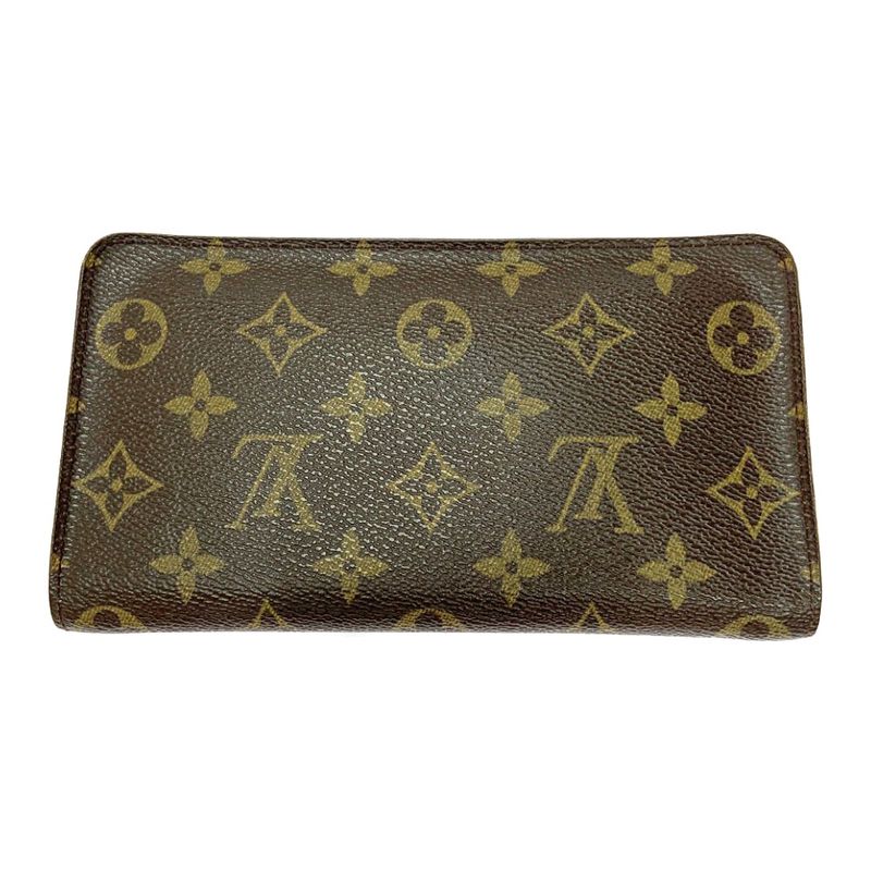 Louis Vuitton Monogram Porte Monnaie Zip Long Wallet Brown — view 4