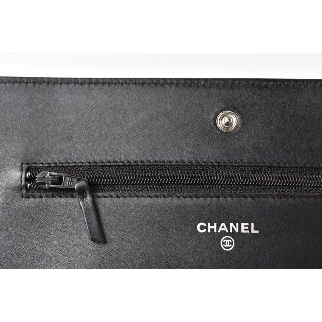Chanel Chain Wallet Shoulder Bag Long Caviar Leather Black — view 9