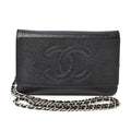 Chanel Chain Wallet Shoulder Bag Long Caviar Leather Black
