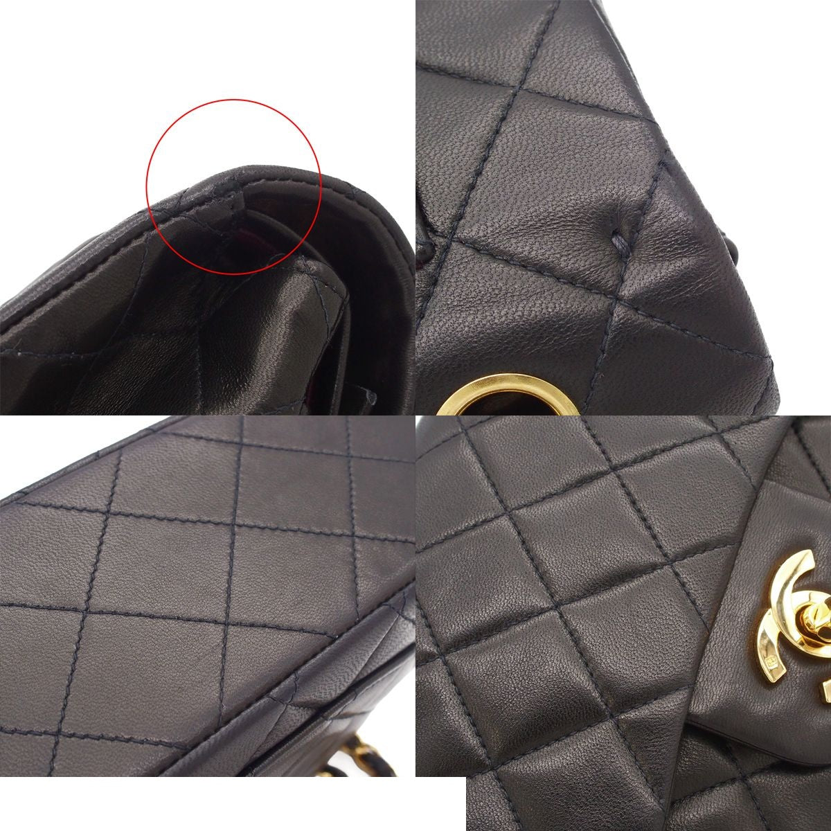 Chanel Shoulder Bag Black Gold Lambskin Quilted 23 Double Flap Chain — view 8