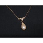 Christian Dior Necklace Vintage Pearl Gold Metal Rhinestone Faux — view 3