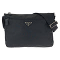 Prada Tessuto Black Silver Nylon Shoulder Bag