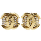 Chanel Coco Mark Vintage Gold Plated Rhinestone 23 34.1 g Earrings — view 2