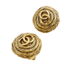 Chanel Earrings Vintage CC Logo Gold Plated — view 2