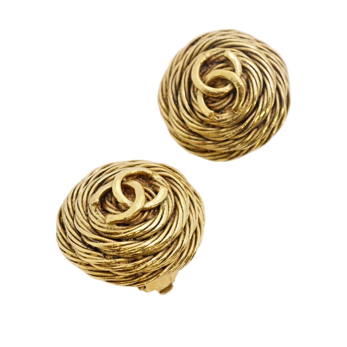 Chanel Earrings Vintage CC Logo Gold Plated — view 2