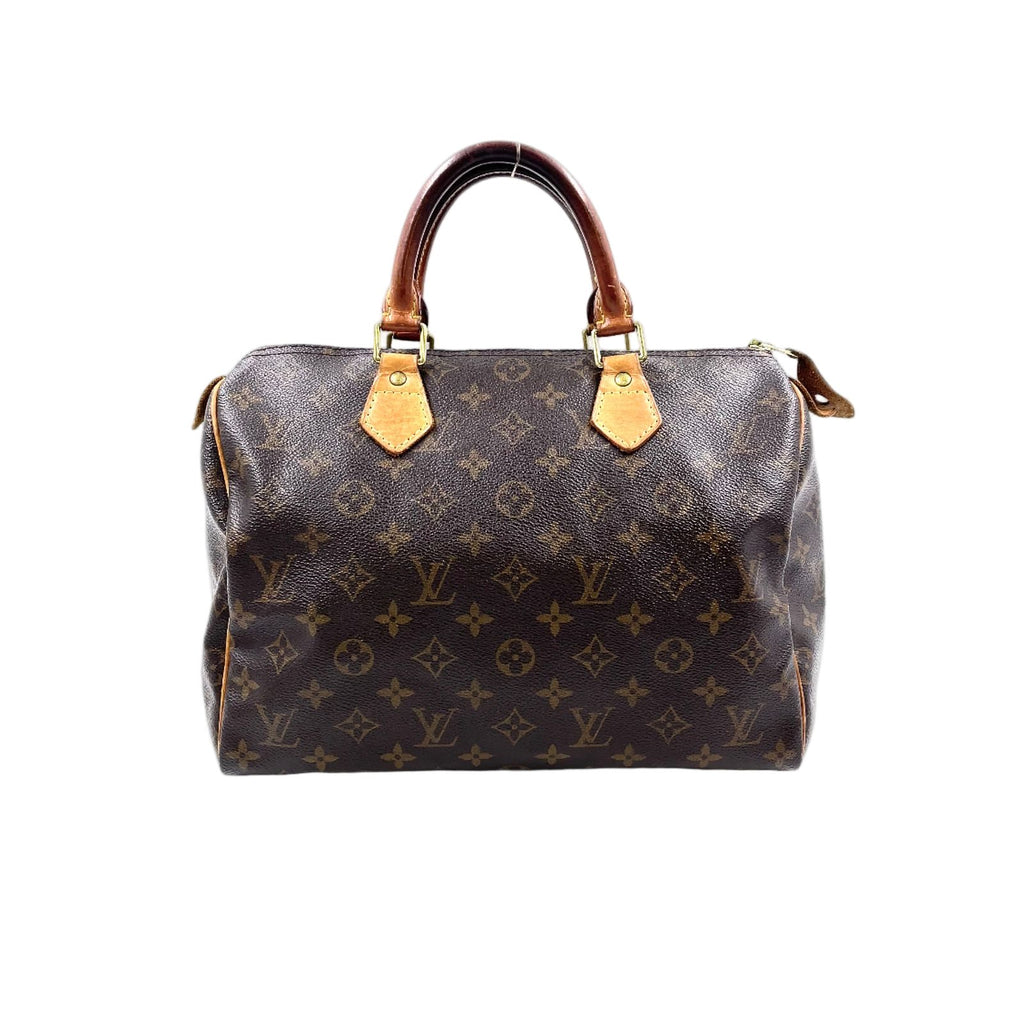 Louis Vuitton Speedy 30 Monogram Leather Brown Handbag Gold