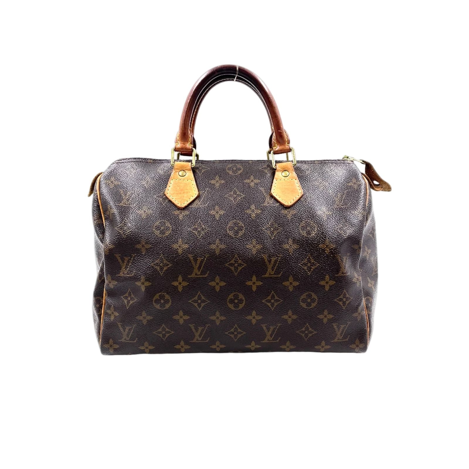 Louis Vuitton Speedy 30 Monogram Leather Brown Handbag Gold