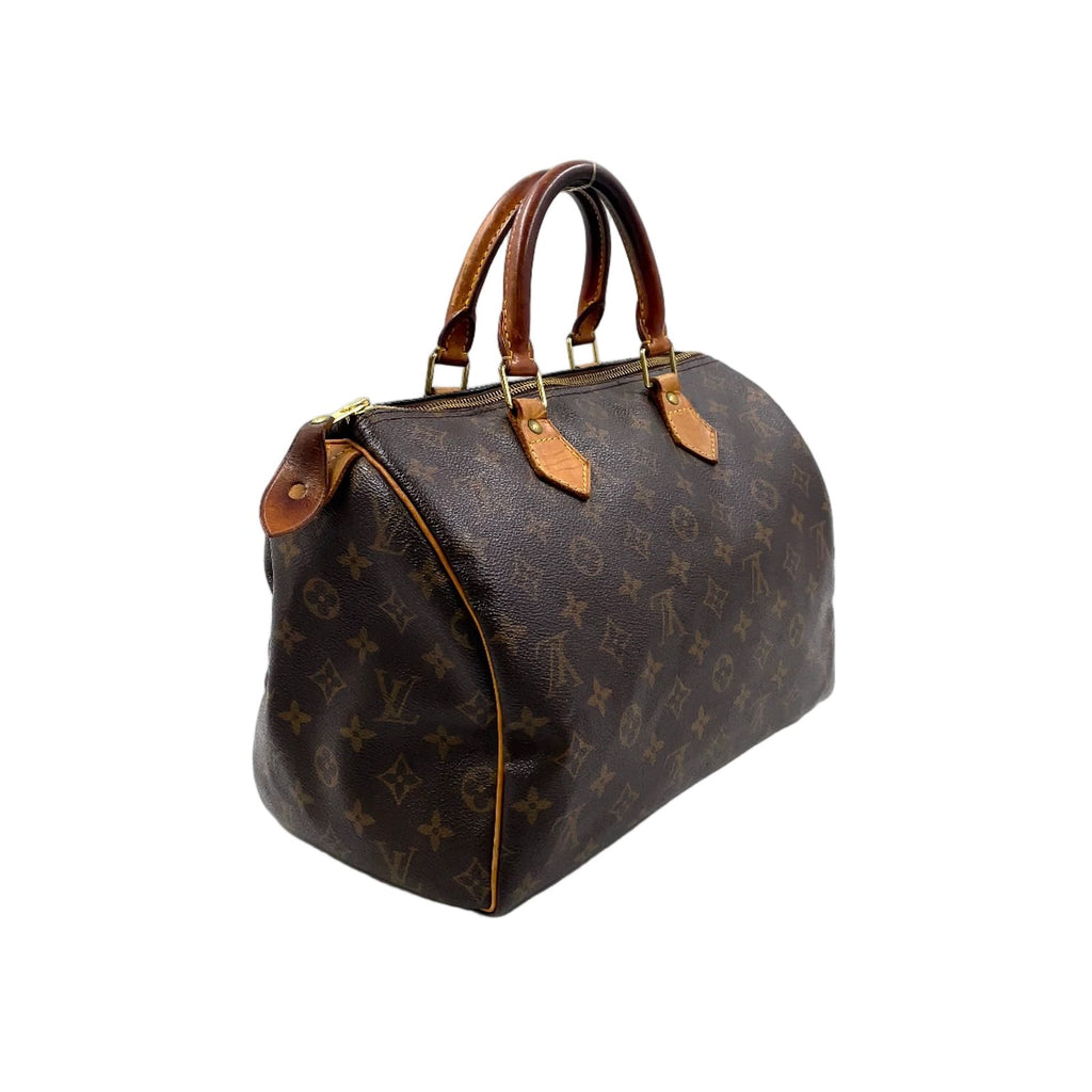 Louis Vuitton Speedy 30 Monogram Leather Brown Handbag Gold — view 2