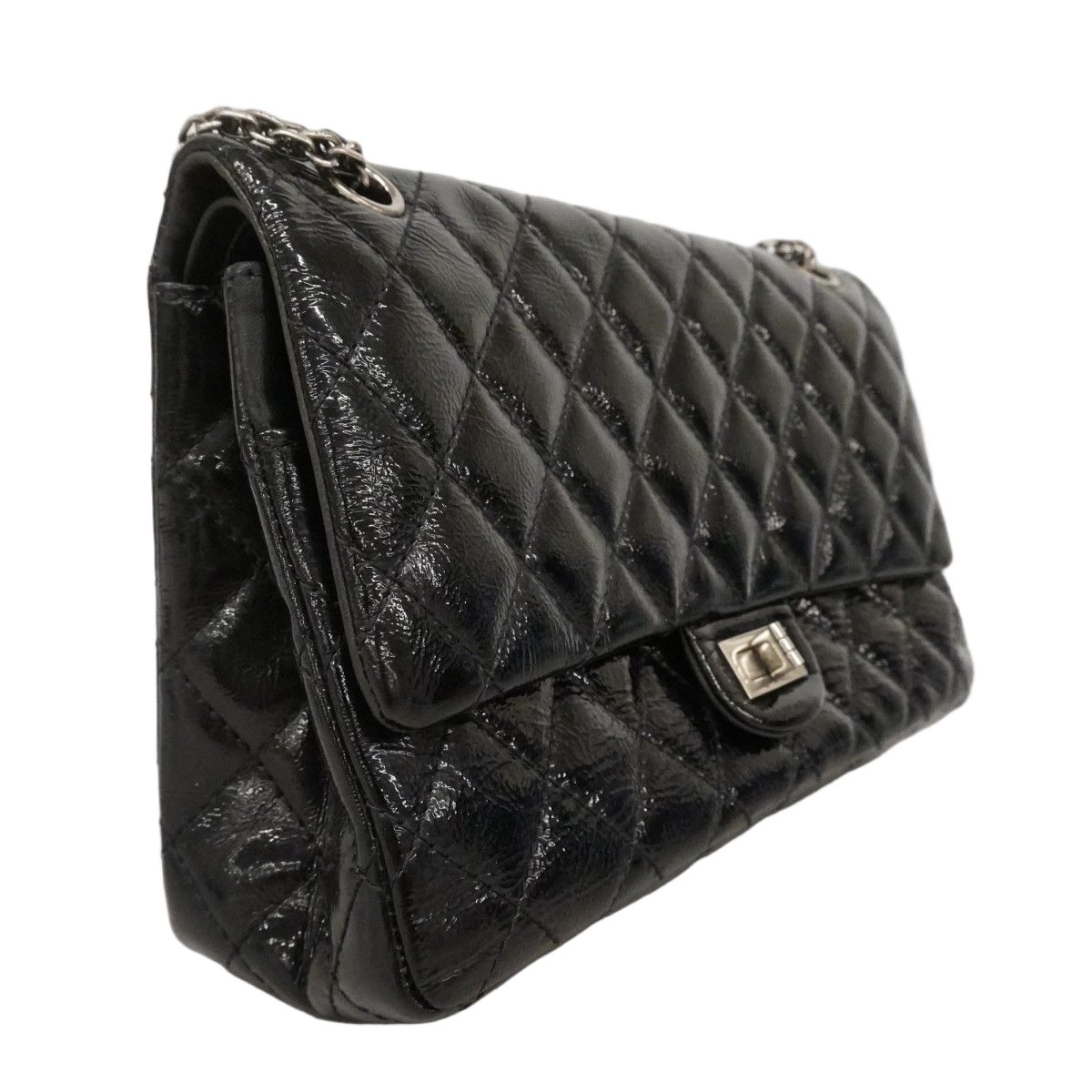 Chanel Shoulder Bag 2.55 Patent Leather Black Silver — view 2